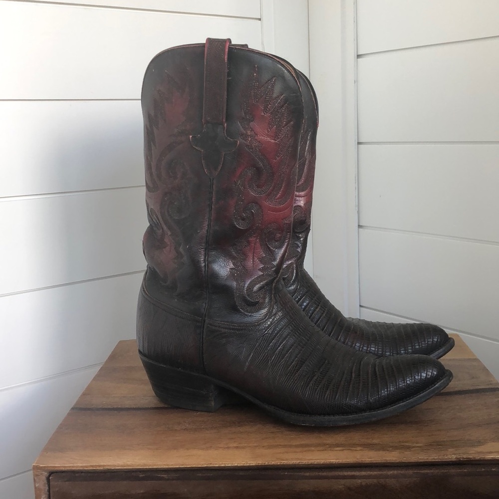 Lucchese Red and Black Cowboy Boots